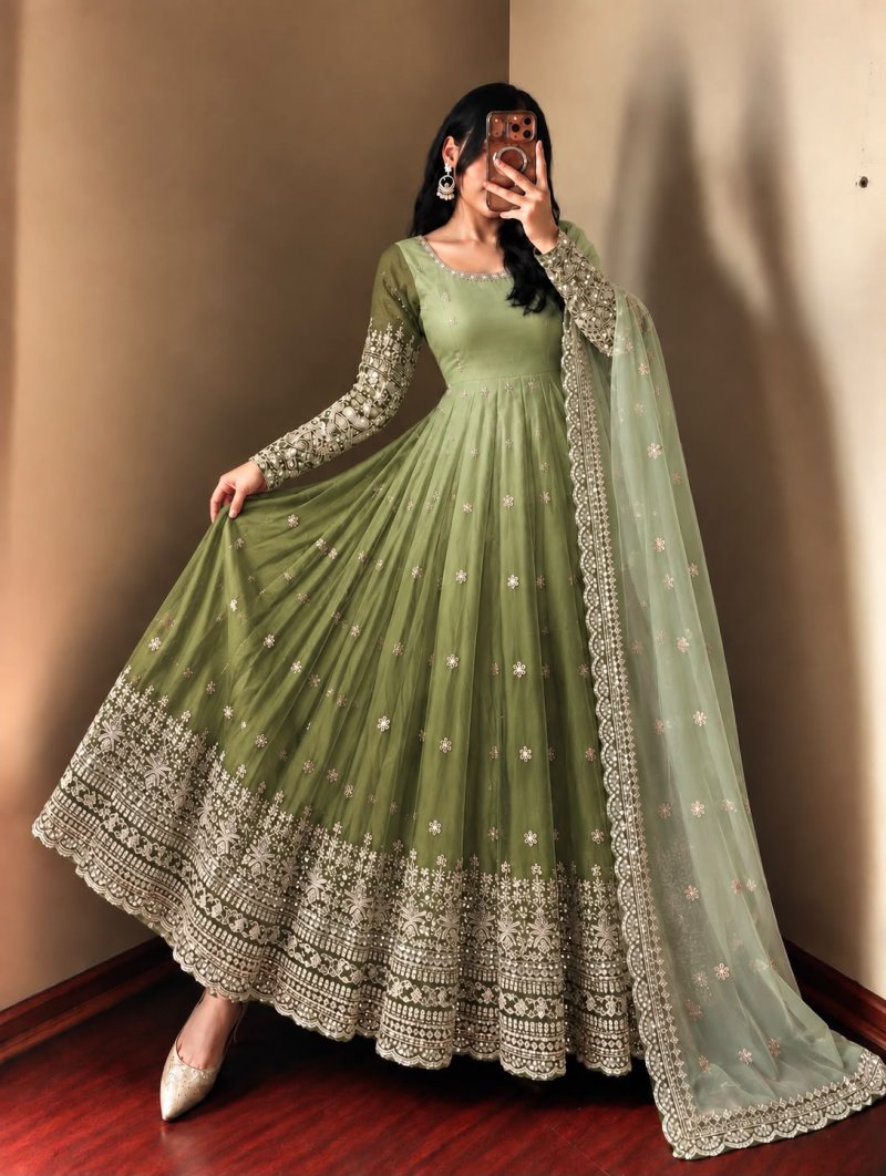 Sr 1725 Georgette With Embroidery Sequence Work Readymade Suits